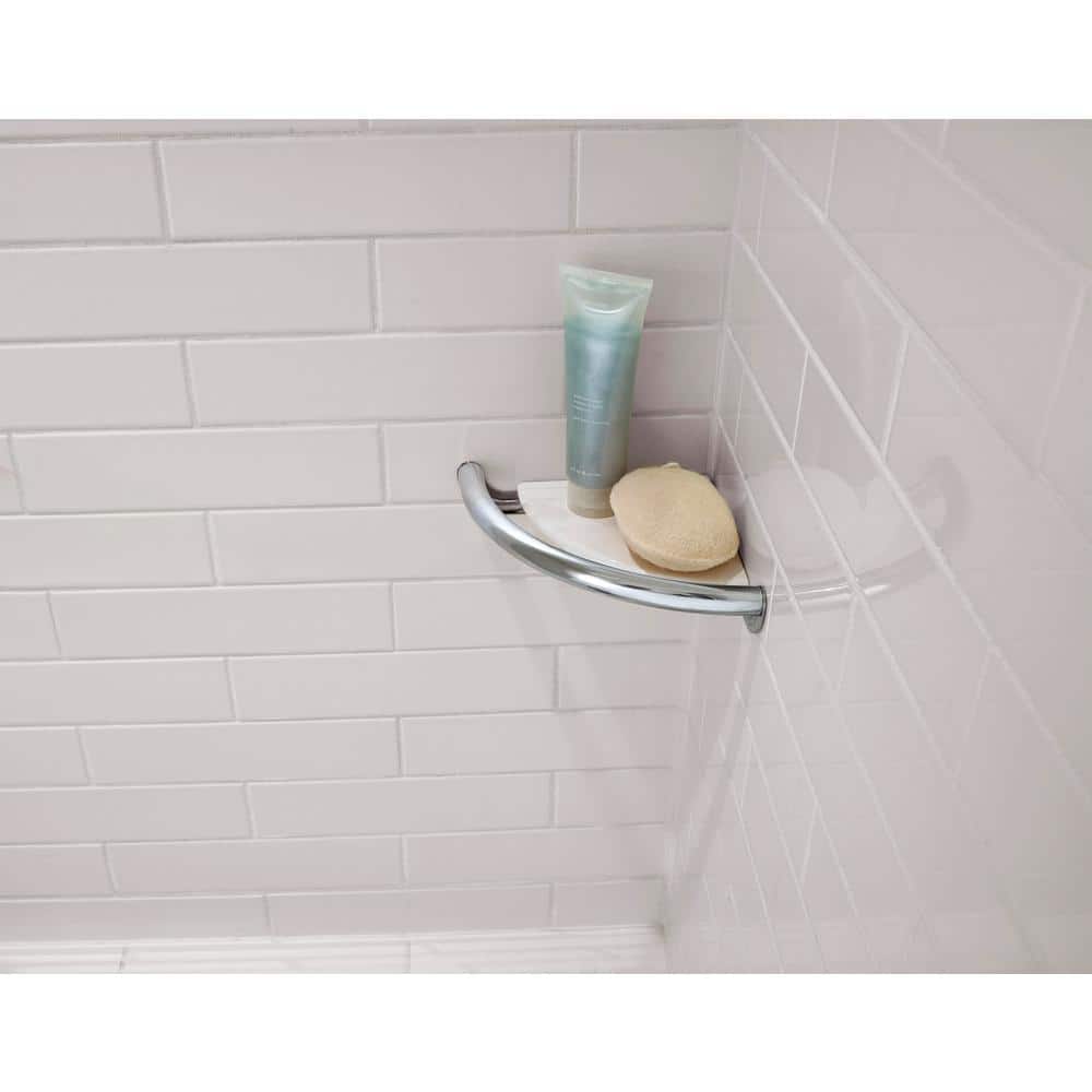 Delta Polished Chrome 8.5" Corner Shelf with Integrated Assist Bar