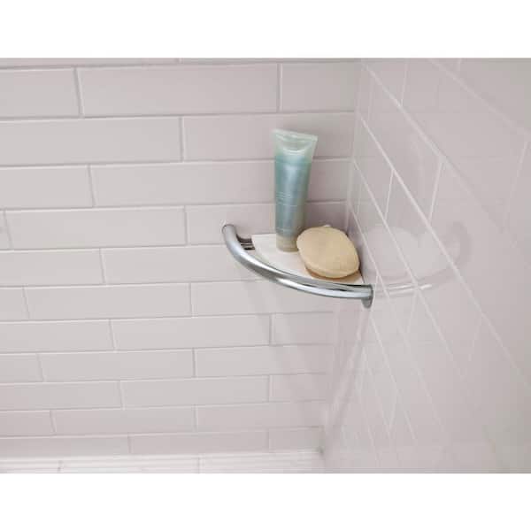 8-1/2 in. x 7/8 in. Wall Mounted Corner Shelf with ADA Compliant Bathroom Balance Assist Bar in Polished Chrome