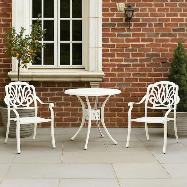 Kasa White 3-Piece Metal Outdoor Bistro Set
