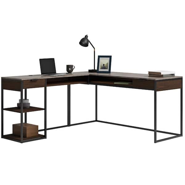 Sauder International Lux L-Desk - Umber Wood