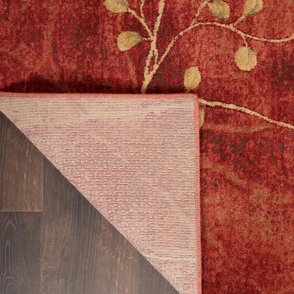 Flame Red and Brown Synthetic Medium Rectangular Rug