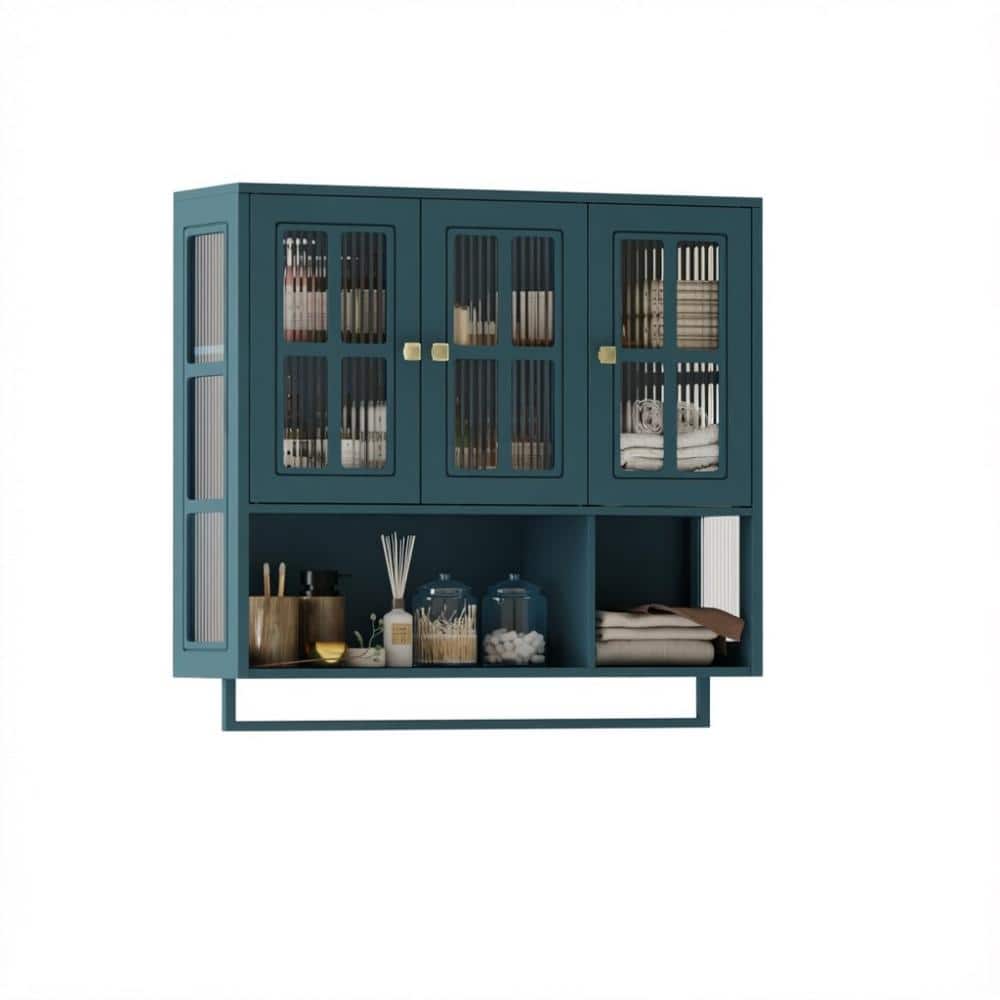 34.65 in. W × 30.5 in. H Dark Green Bathroom Wall Medicine Cabinet without Mirror, with Glass Doors & Towel Bar price history on PriceWatchPro