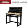 Husky Ready-To-Assemble 48 in. W x 20 in. D 1-Drawer Black Workbench with Pegboard and Solid Wood Top G4801S-US
