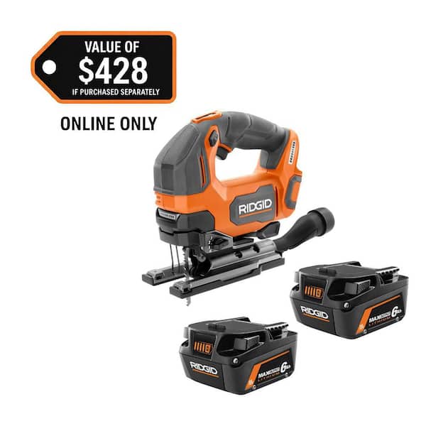 18V 6.0 Ah MAX Output Lithium-Ion Batteries (2-Pack) with 18V Brushless Cordless Jig Saw