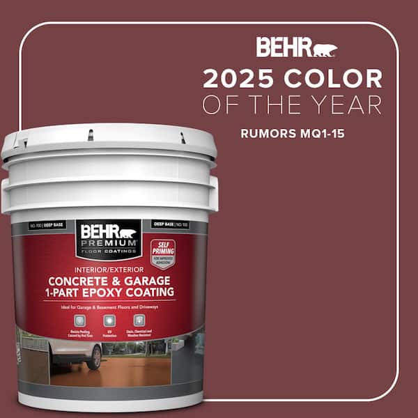 BEHR PREMIUM 5 gal. #MQ1-15 Rumors Self-Priming 1-Part Epoxy Satin Interior/Exterior Concrete and Garage Floor Paint