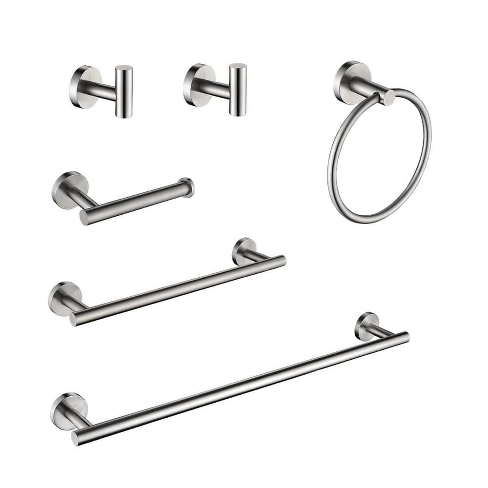 6 -Piece Bath Hardware Set with Towel Ring, Toilet Paper Holder, Towel Hook and Towel Bar in Brushed Nickel price history on PriceWatchPro