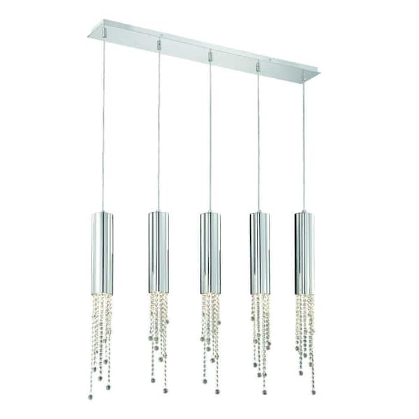 Eurofase Groove Collection 5-Light Chrome Pendant