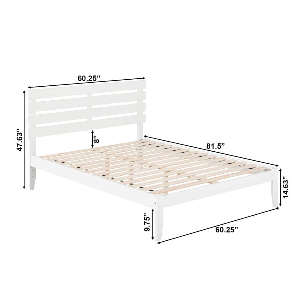 Oxford White Queen Wood Frame Bed with USB Charger