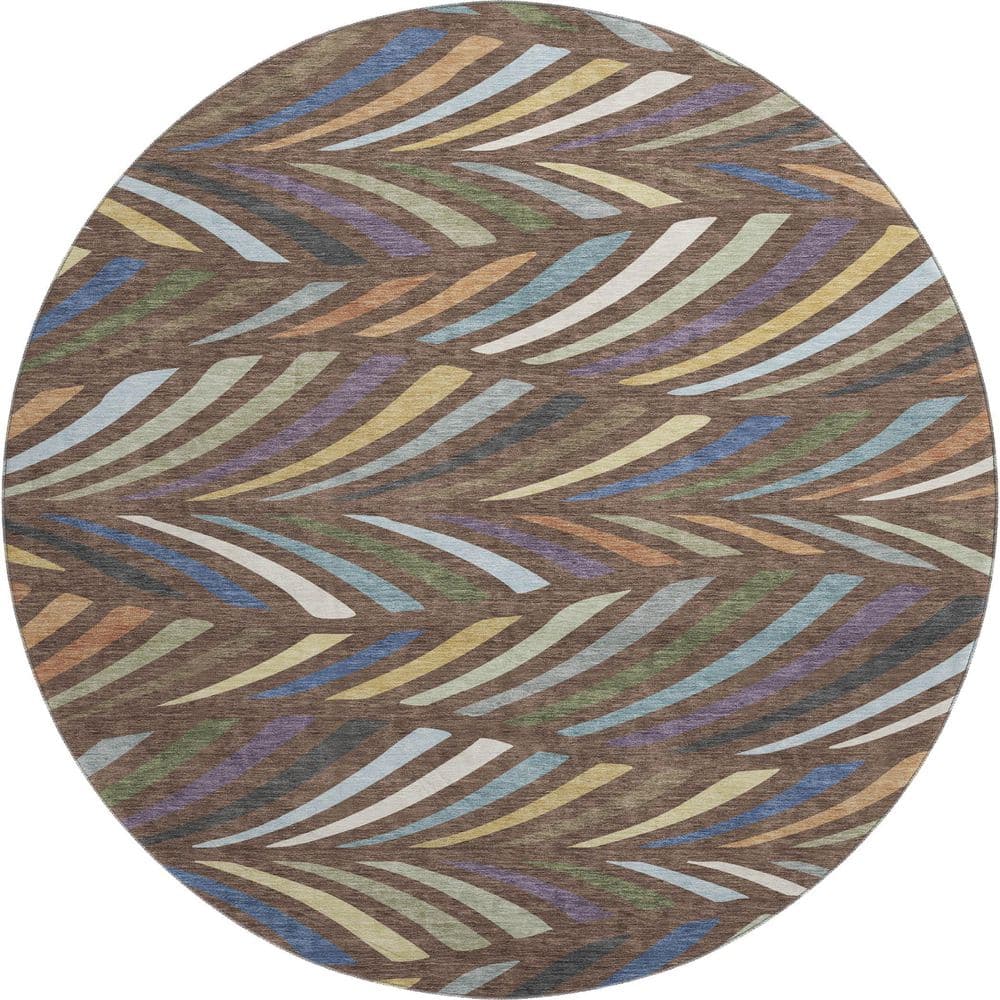 Mayfield Premium Machine Washable Abstract AMF2475 Fudge 8 ft. x 8 ft. Round Rug price history on PriceWatchPro