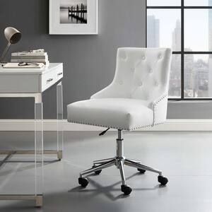 Regent White Tufted Button Swivel Faux Leather Office Chair
