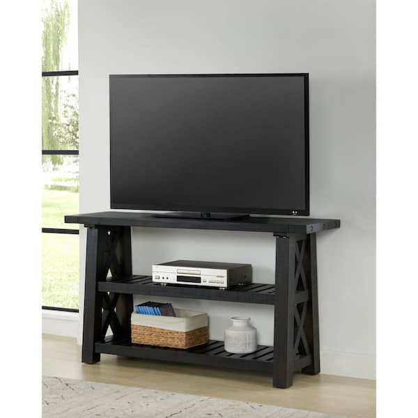 Bolton 55 in. Black Stain Rectangle Solid Wood Console Table