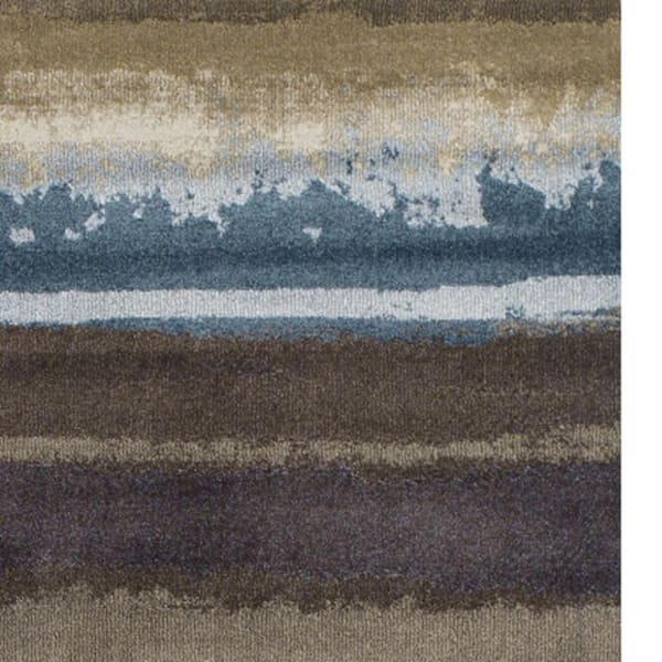 8 X 11 Beige, Brown Abstract Runner Rug