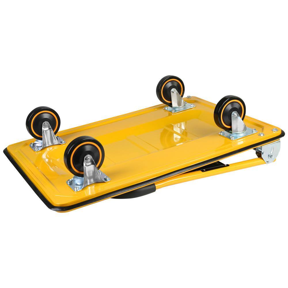 Yellow Steel Folding Platform Hand Truck with Rubber Wheels