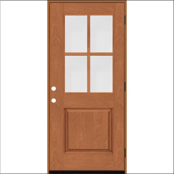 Steves & Sons Regency 32 in. x 80 in. 1/2-4 Lite Clear Glass LHOS Autumn Wheat Stain Fiberglass Prehung Front Door