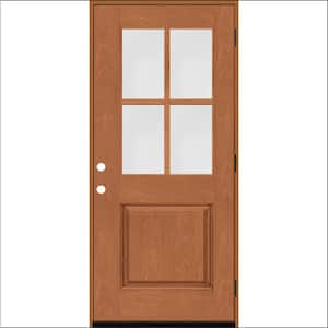 Regency 36 in. x 80 in. 1/2-4-Lite Clear Glass LHOS Autumn Wheat Stain Mahogany Fiberglass Prehung Front Door