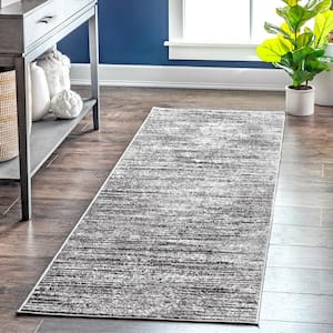 Contemporary Faded Elsa Grey 2 ft. 6 in. x 12 ft. Runner Rug