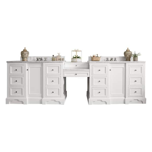 82 de Soto Double Bathroom Vanity with Makeup Counter, Bright White