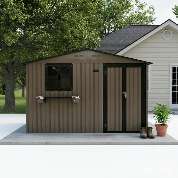 IMAGACFUN 10 x 8 ft. Outdoor Metal Storage Shed with Lockable