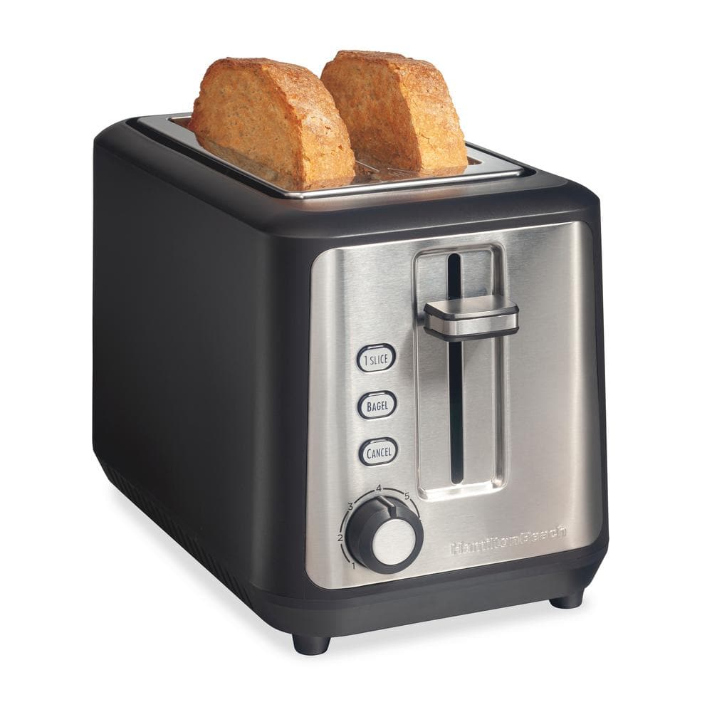 Matte Black and Stainless Steel 2-Slice Long Slot Toaster