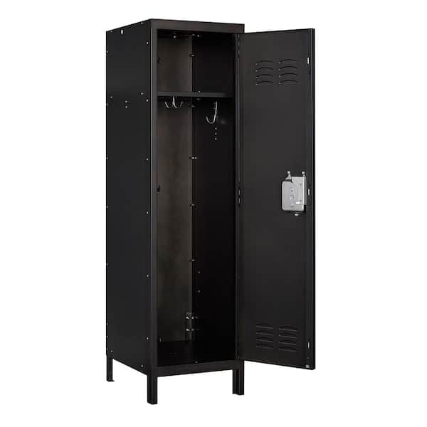 Mlezan Metal Storage Locker in 55 H x 15 x 18 in. D, Single Door Clothing Storage Cabinet with Hanging Hooks DBFG202282FG - The Home