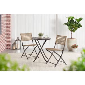 Mix and Match Dark Taupe Folding Wicker Outdoor Dining Chair (2-Pack)