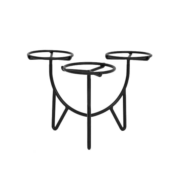 ACHLA DESIGNS 8 '' H Frida III Outdoor Plant Stand, Wrought Iron, Kits & Accessories, Black Powdercoat Finish