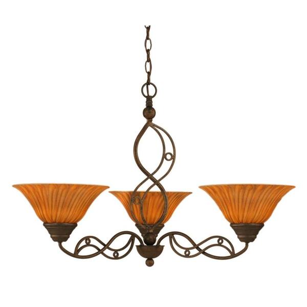 Filament Design Concord Series 3-Light Bronze Chandelier with Tiger Glass Shade