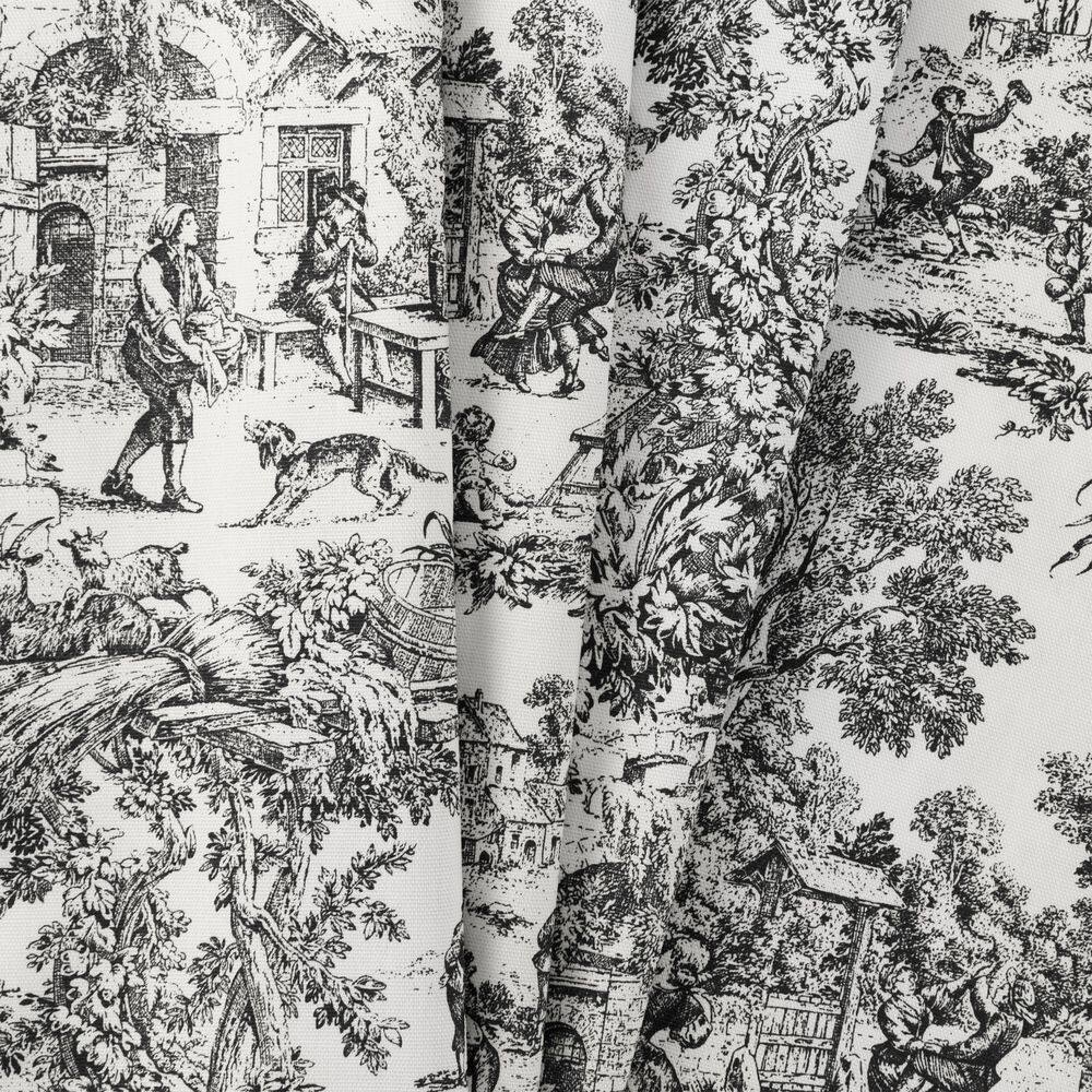 Victoria Park Black and White Cotton Toile Shower Curtain