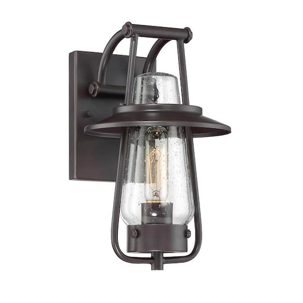 Designers Fountain Stonyridge 13 in. Satin Bronze 1-Light Outdoor Line Voltage Wall Sconce with No Bulb Included