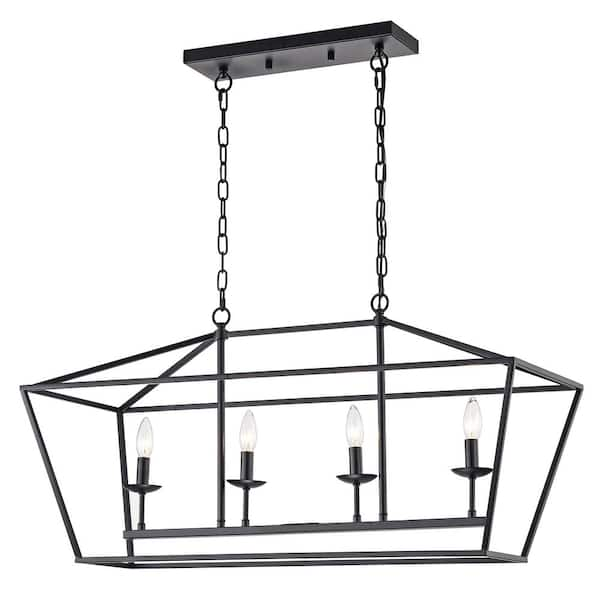 Warehouse of Tiffany Katydid 18 in. 4-Light Indoor Black Finish Chandelier with Light Kit