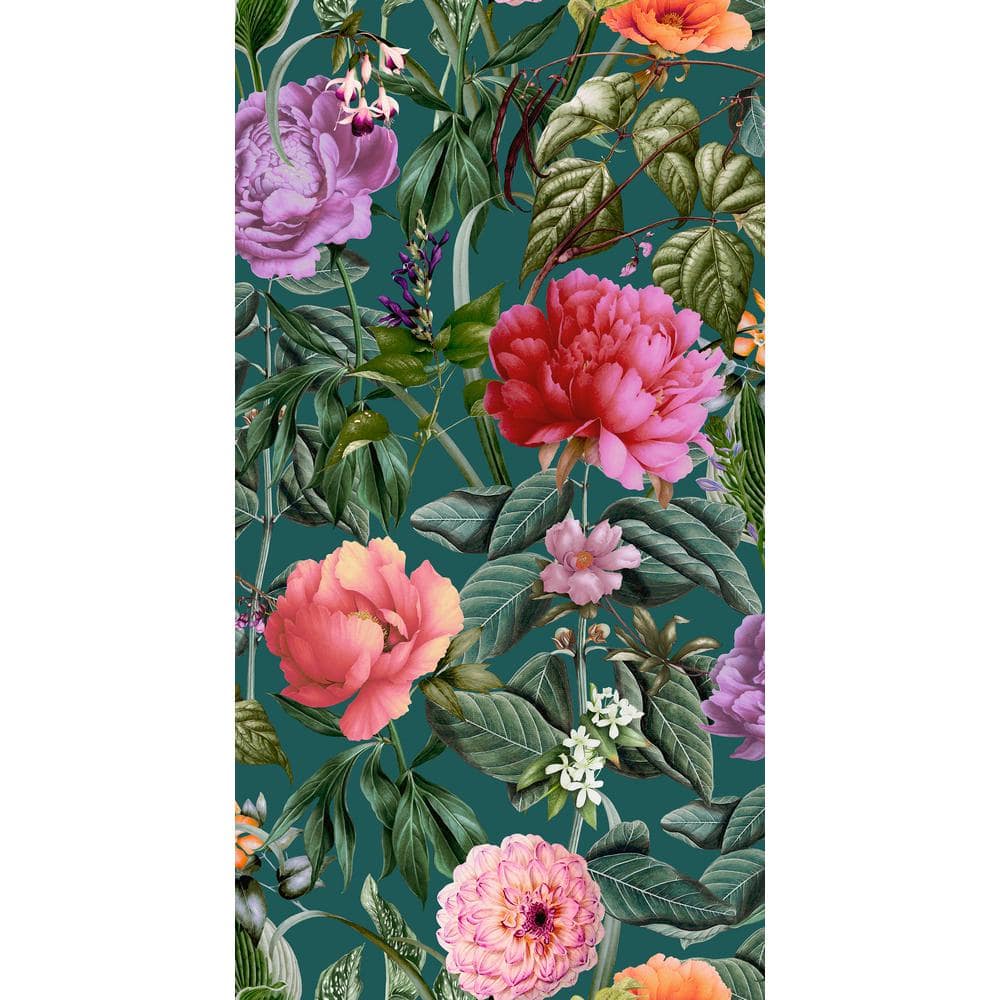Aqua Botanical Paradise Floral Print Non-Pasted Textured Wallpaper