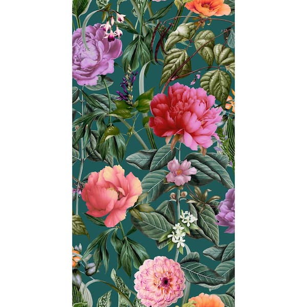 Walls Republic Aqua Botanical Paradise Floral Print Non-Woven Non-Pasted Textured Wallpaper 57 Sq. Ft.