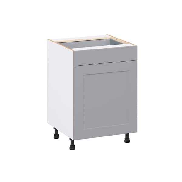 Roseland 24 in. W x 24 in. D x 34.5 in. H Assembled Shaker Triple Trash Can Kitchen Cabinet in Slate Gray with Drawer