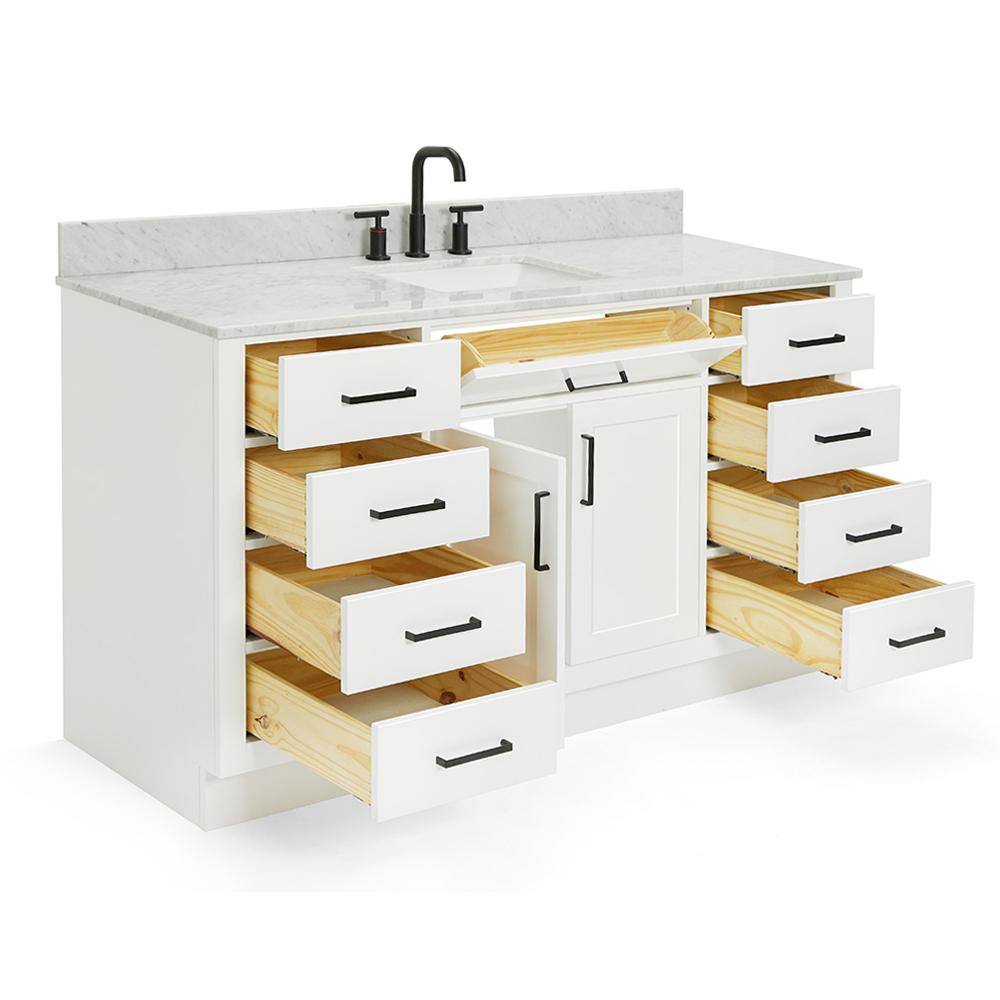 Hepburn 61" White Marble Top Single Basin Vanity Set