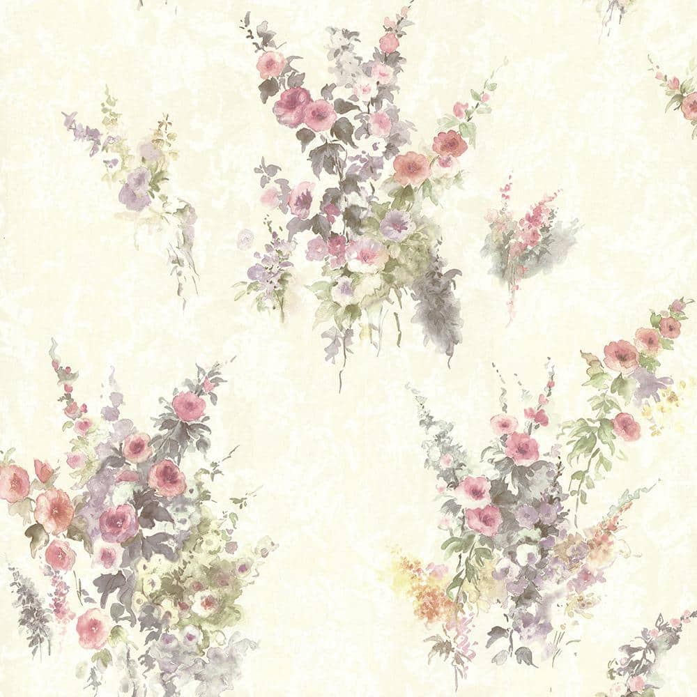 Brewster Quinn Purple Bouquet Floral Purple Wallpaper Sample 2704 ...