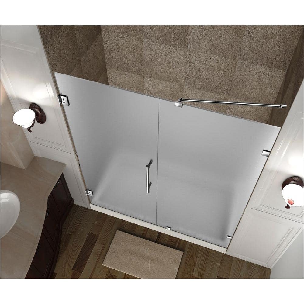 Nautis 60'' x 72'' Frosted Glass Frameless Hinged Shower Door