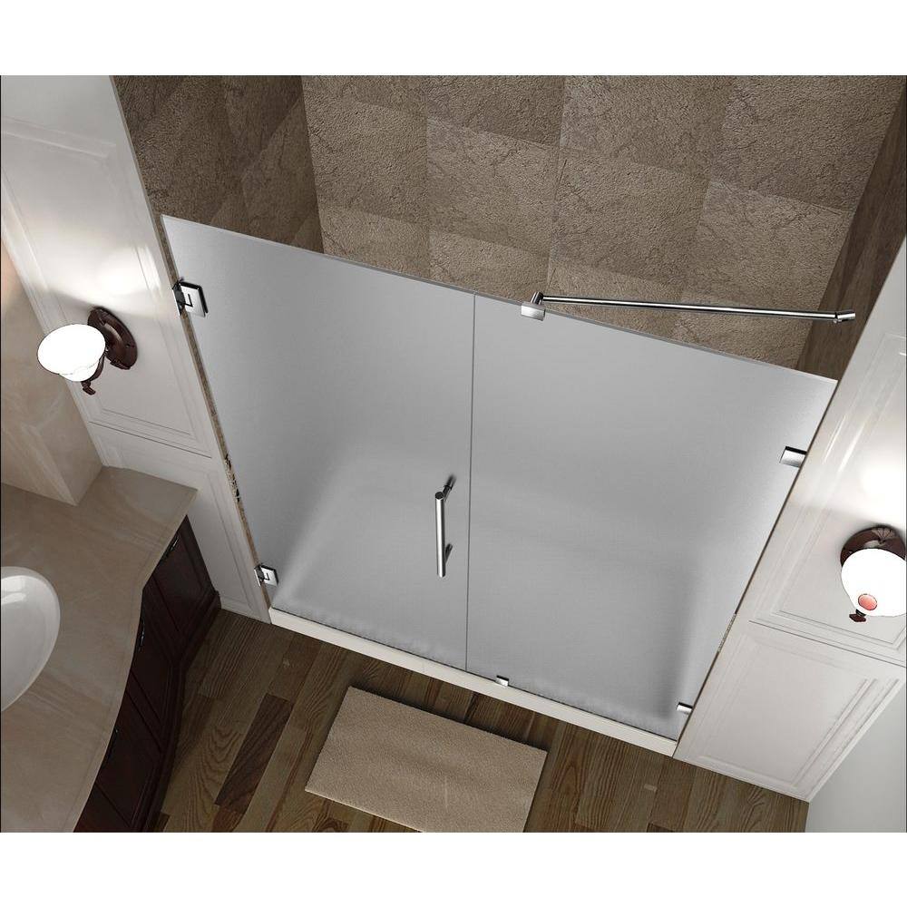 Nautis 62" x 72" Frosted Glass Frameless Hinged Shower Door