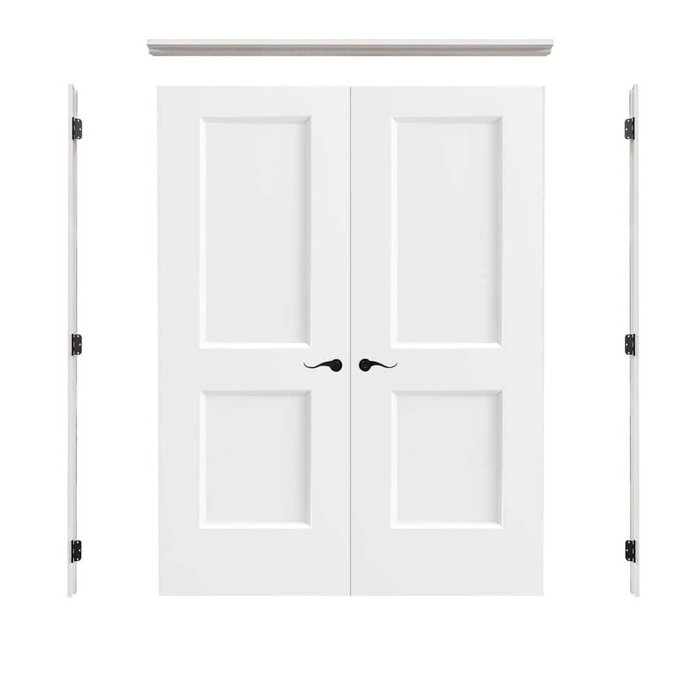 ARK DESIGN 64 in. x 80 in. Universal-Hand 2-Panel White Hollow Core ...