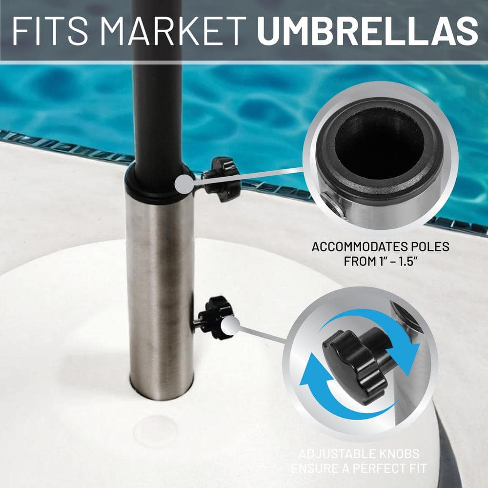 White Corrosion-Resistant Steel Wheeled Parasol Base
