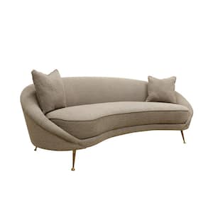 Luna 87 in. W" Slope Arm Polyester Curved Sofa in Mocha