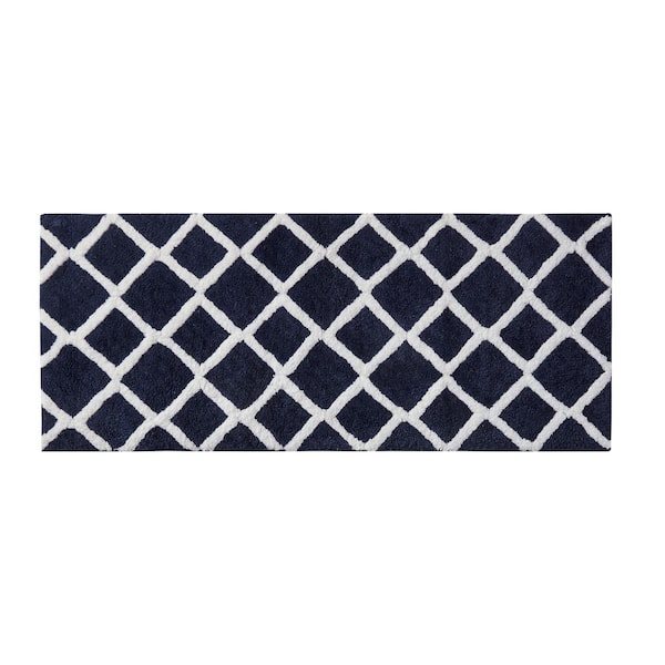 100% Cotton Tufted Bath Rug with Non-Slip Backing Mercer41 Color: Blue, Size: 24 W x 72 L
