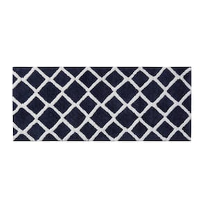 Renu 24 in. x 60 in. Navy Blue Reversible High Pile Tufted Microfiber Rectangle Bath Rug