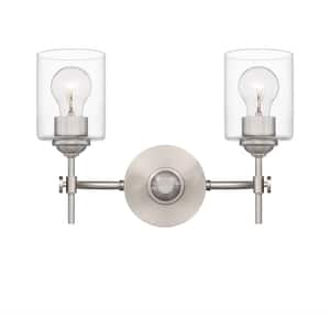 Aria 15 in. 2-Light Brushed Nickel Vanity Light