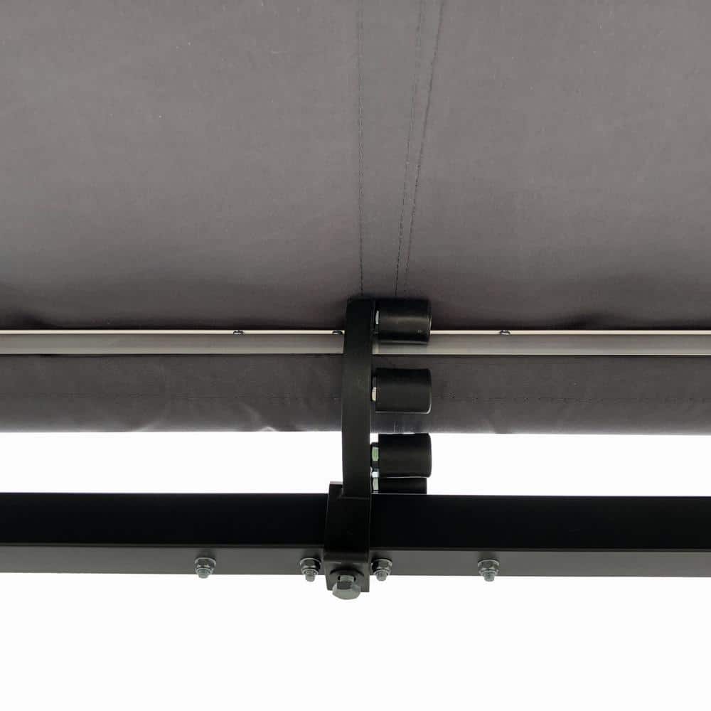 Black Motorized Retractable Patio Awning with Aluminum Frame, 10x8 ft