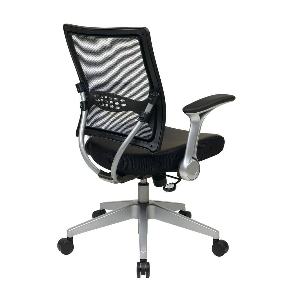 Black Executive Swivel Mesh and Leather Office Chair