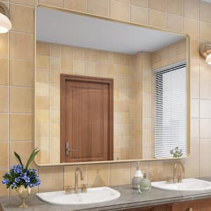 48 in. W x 40 in. H Rectangular Aluminum Alloy Framed and Tempered Glass Wall Bathroom Vanity Mirror in Brushed Gold