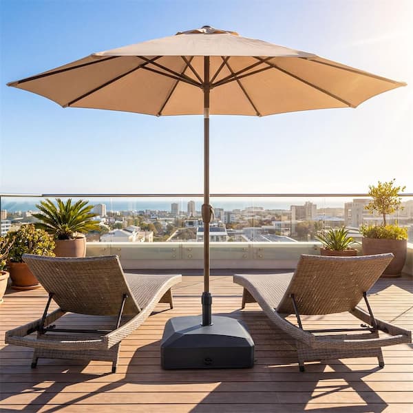 7ft patio umbrella with solar lights Ainfox 7FT Outdoor Patio Umbrella with Tilt Fringe Tassel Umbrella with LED Solar Lights