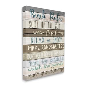 "Nautical Fun Beach Rules List Boardwalk Sign "by Kimberly Allen Unframed Typography Canvas Wall Art Print 16 in x 20 in