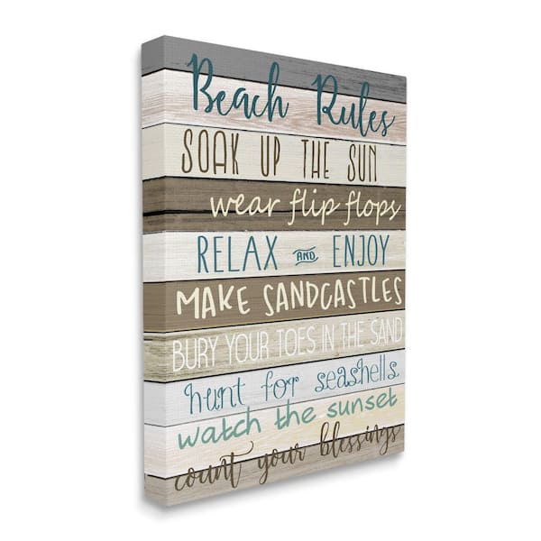 Stupell Industries "Nautical Fun Beach Rules List Boardwalk Sign "by Kimberly Allen Unframed Typography Canvas Wall Art Print 30 in x 40 in