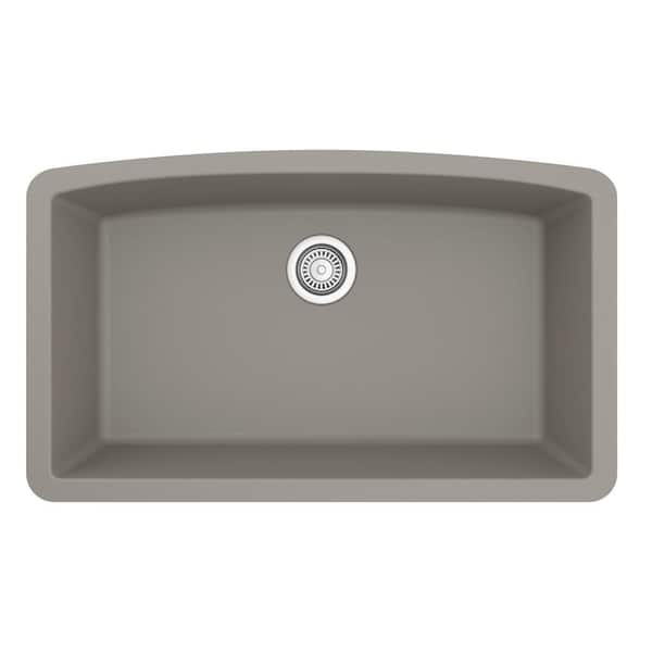 Undermount Quartz/Granite Composite 32 in. Single Bowl Kitchen Sink in Concrete